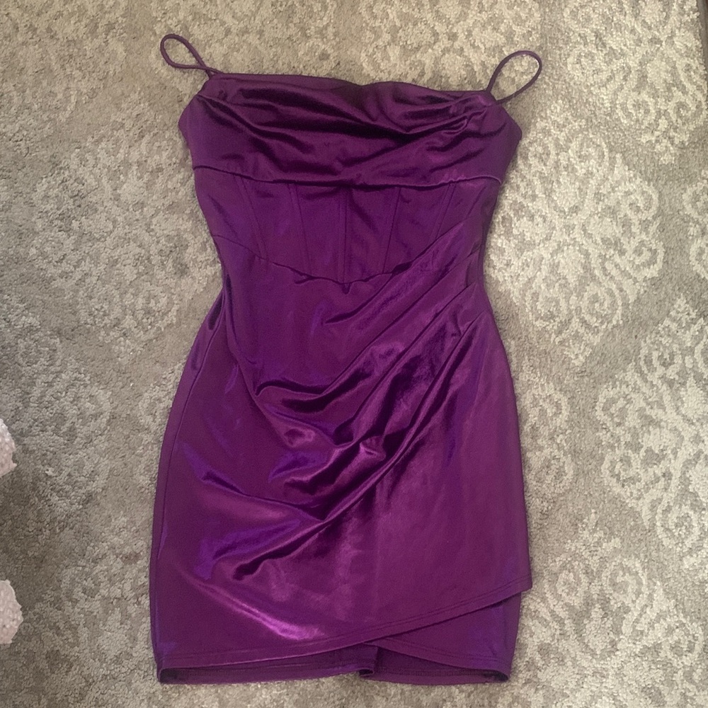 Lovely Day Purple Satin Mini Dress